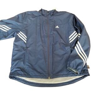 Vintage Y2K Mens Large Adidas Blue Track Windbreaker Jacket